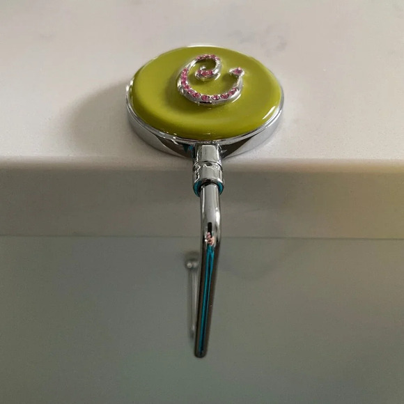Nordstrom 'C' Metal Swivel Hook in Green Pink to secure Handbag/Accessories NWOT - Picture 1 of 8